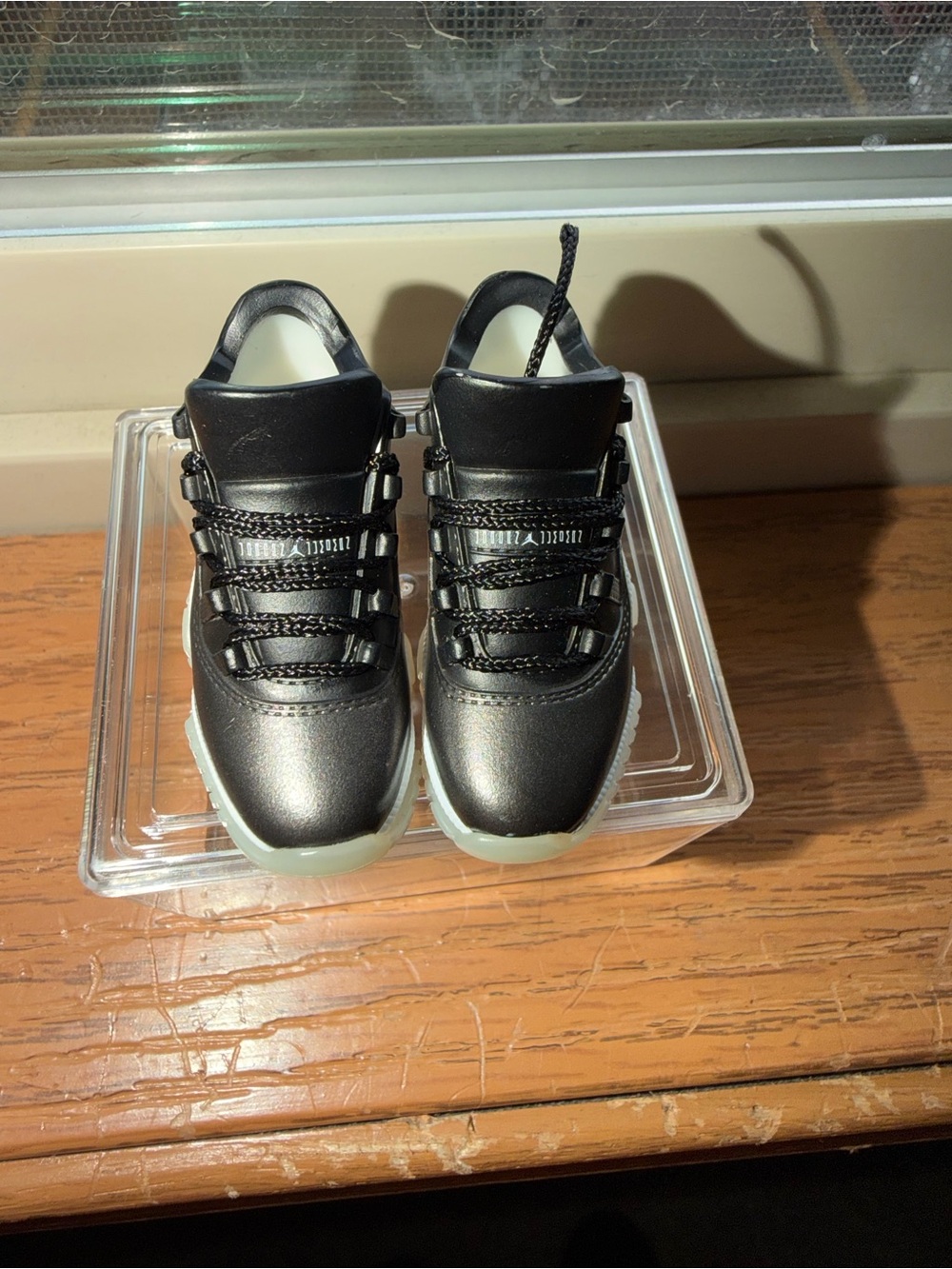 MINI JORDAN  Leather-Look Black Sneakers with Glow Sole